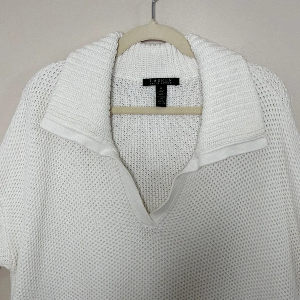 Lauren Ralph Lauren V-Neck Sweater in White Size XL - Picture 4 of 11